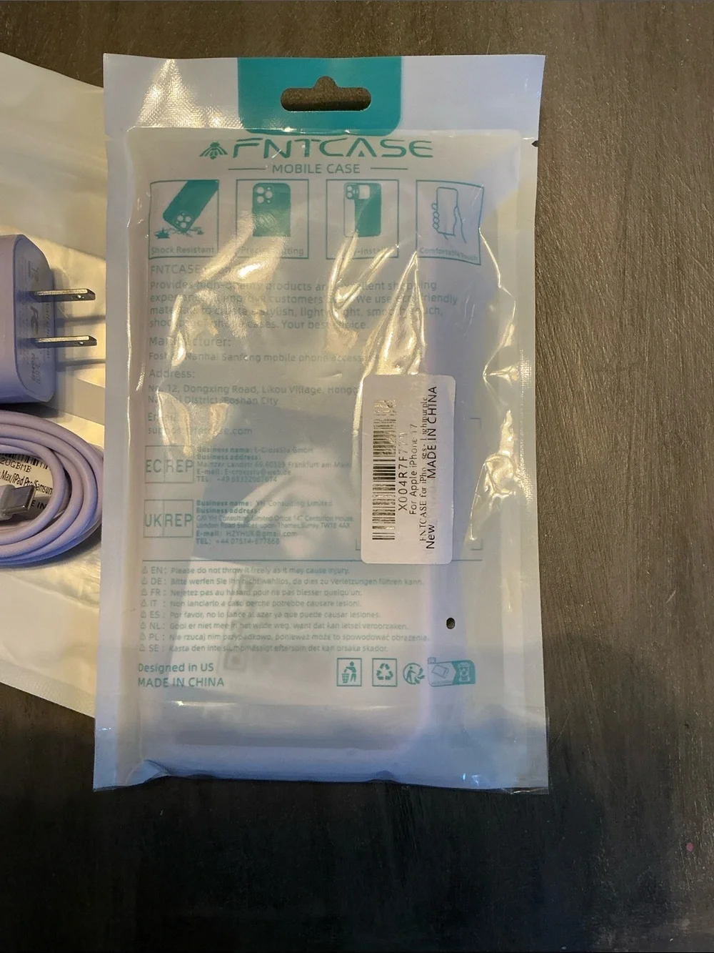 NWT Purple Silicone MagSafe Compatible iPhone17 Case USB-C Charger Cable & Block